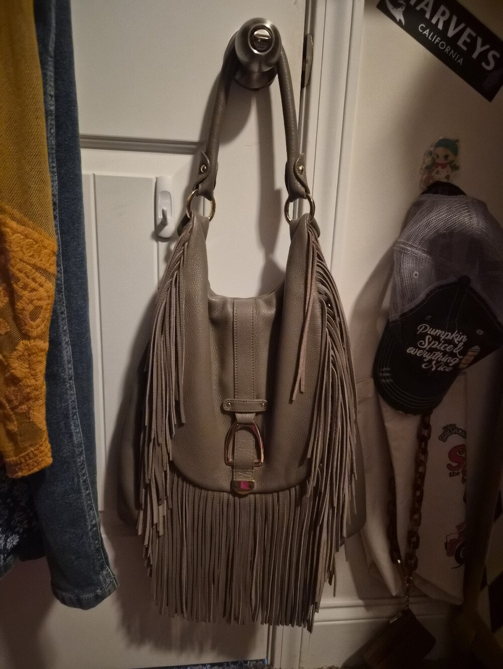 Like New GILI Convertible Leather Fringe Backpack